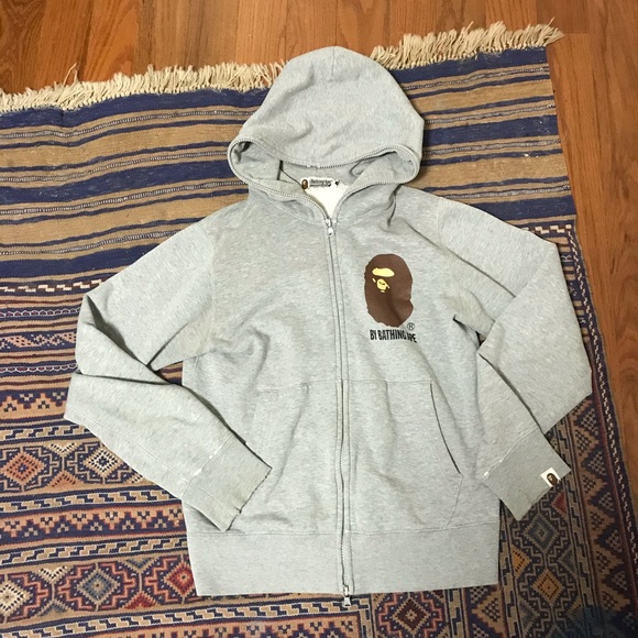 grey bape zip up